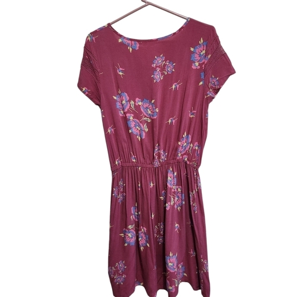 MATILDA JANE ART DRESS FLORAL PEASANT BLOUSON CASUAL SHORT SLEEVE TIE FRONT SZ M - Picture 4 of 9